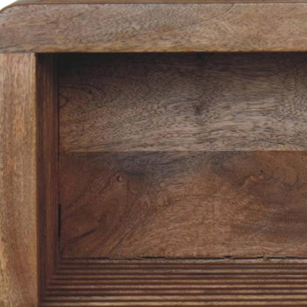 HomeRoots 18" Modern Brown Solid Mango Wood Floating Nightstand with Geometric Design for Any Room 653833