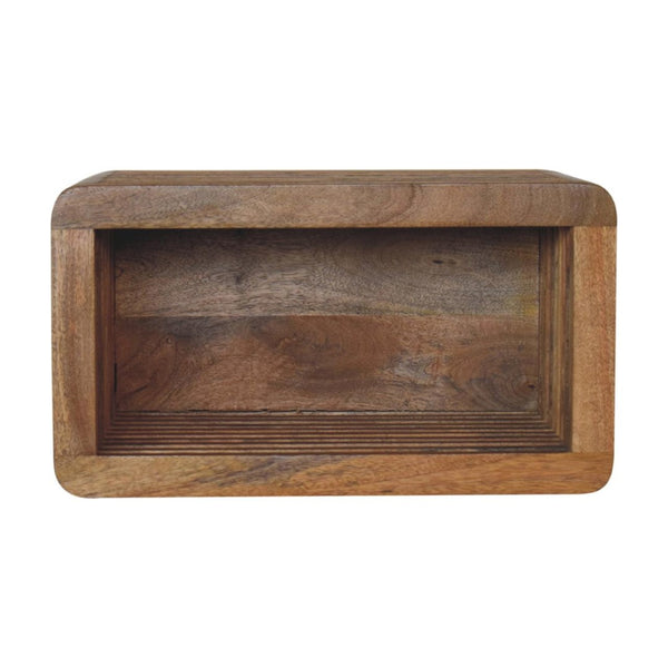 HomeRoots 18" Modern Brown Solid Mango Wood Floating Nightstand with Geometric Design for Any Room 653833