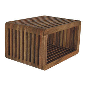 HomeRoots 18" Modern Brown Solid Mango Wood Floating Nightstand with Geometric Design for Any Room 653833