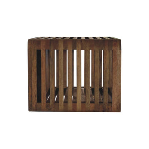 HomeRoots 18" Modern Brown Solid Mango Wood Floating Nightstand with Geometric Design for Any Room 653833