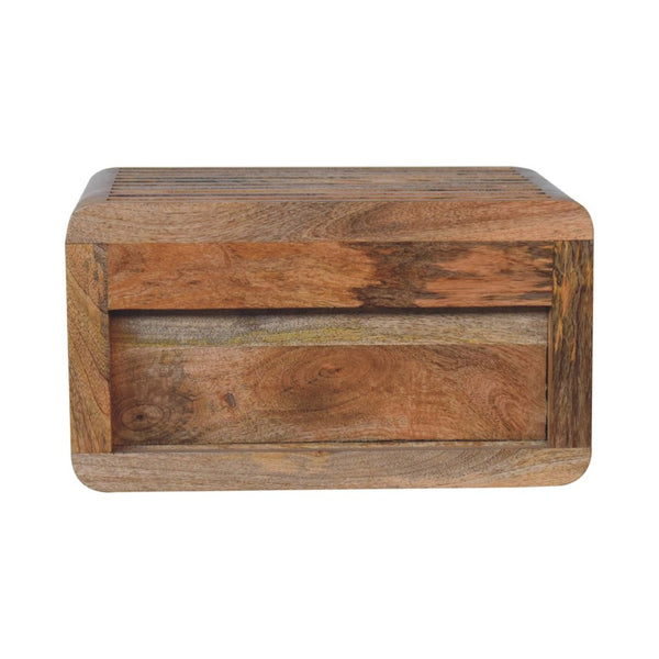 HomeRoots 18" Modern Brown Solid Mango Wood Floating Nightstand with Geometric Design for Any Room 653833