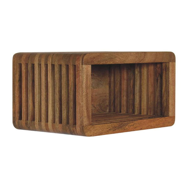 HomeRoots 18" Modern Brown Solid Mango Wood Floating Nightstand with Geometric Design for Any Room 653833