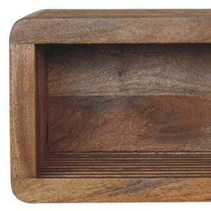 HomeRoots 18" Modern Brown Solid Mango Wood Floating Nightstand with Geometric Design for Any Room 653833
