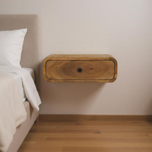 HomeRoots 18" Oak Floating Nightstand - Stylish Wall-Mounted Storage Solution with One Drawer for Space-Saving 653834