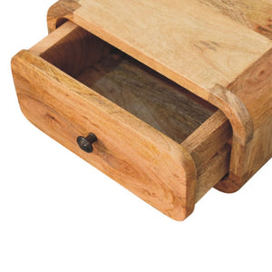 HomeRoots 12" Oak Solid Wood Floating Nightstand with Hidden Drawer - Stylish Space-Saving Bedside Table 653835