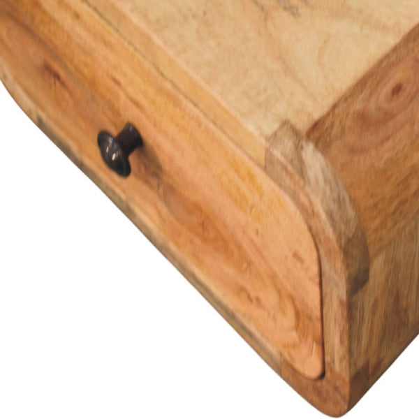 HomeRoots 12" Oak Solid Wood Floating Nightstand with Hidden Drawer - Stylish Space-Saving Bedside Table 653835