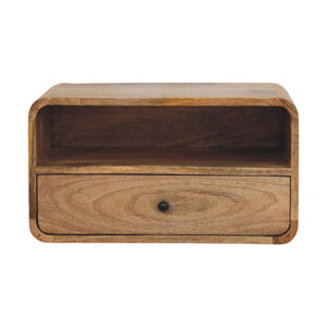 HomeRoots 22" Oak Solid Wood Floating Nightstand - Stylish Wall-Mounted Storage with Drawer & Shelf for Any Room 653836