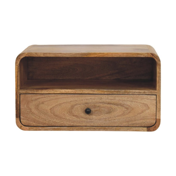 HomeRoots 22" Oak Solid Wood Floating Nightstand - Stylish Wall-Mounted Storage with Drawer & Shelf for Any Room 653836