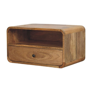 HomeRoots 22" Oak Solid Wood Floating Nightstand - Stylish Wall-Mounted Storage with Drawer & Shelf for Any Room 653836