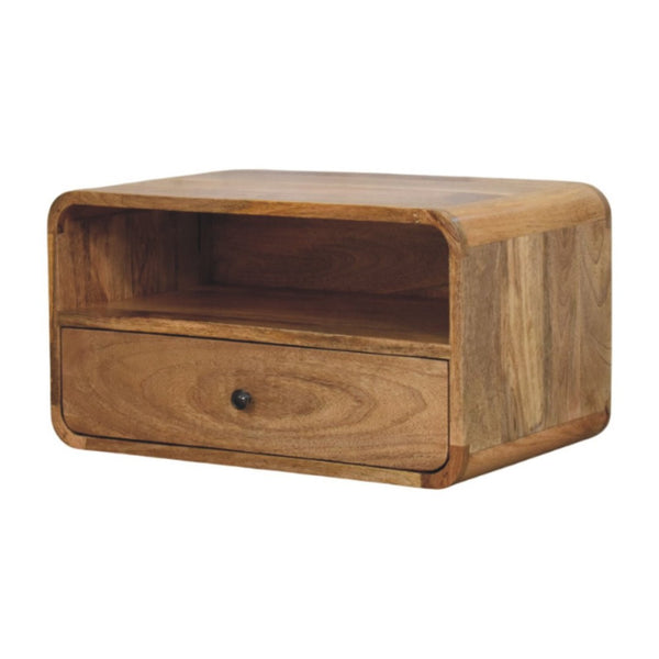 HomeRoots 22" Oak Solid Wood Floating Nightstand - Stylish Wall-Mounted Storage with Drawer & Shelf for Any Room 653836