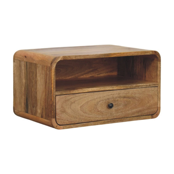 HomeRoots 22" Oak Solid Wood Floating Nightstand - Stylish Wall-Mounted Storage with Drawer & Shelf for Any Room 653836