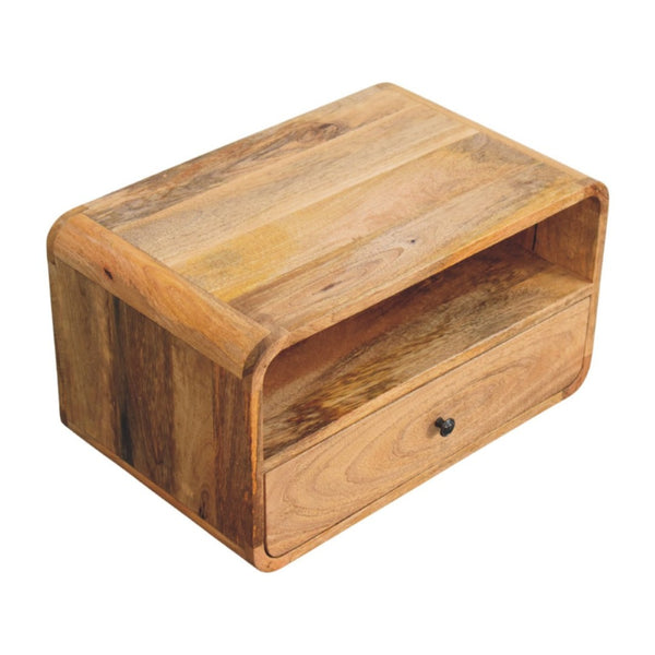 HomeRoots 22" Oak Solid Wood Floating Nightstand - Stylish Wall-Mounted Storage with Drawer & Shelf for Any Room 653836