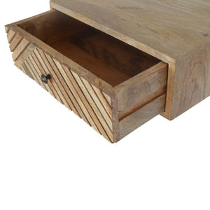 HomeRoots 18" Natural Solid Wood Nightstand - Handcrafted Geometric Design, Wall-Mounted, Compact Storage Solution 653838