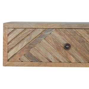 HomeRoots 18" Natural Solid Wood Nightstand - Handcrafted Geometric Design, Wall-Mounted, Compact Storage Solution 653838