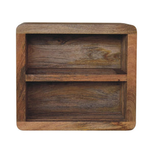 HomeRoots 18" Brown Floating Nightstand with Hand-Carved Geometric Design - Space-Saving Storage Solution 653839