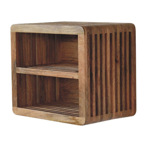 HomeRoots 18" Brown Floating Nightstand with Hand-Carved Geometric Design - Space-Saving Storage Solution 653839