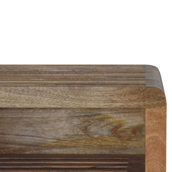 HomeRoots 18" Brown Floating Nightstand with Hand-Carved Geometric Design - Space-Saving Storage Solution 653839