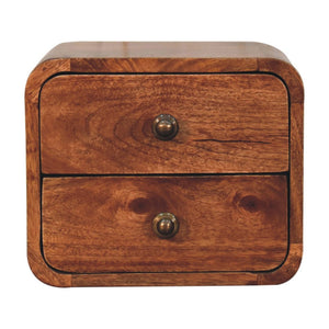 HomeRoots 12" Brown Solid Wood Floating Nightstand with Two Drawers - Rustic, Space-Saving Elegance for Any Room 653840