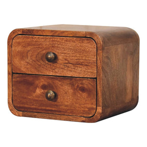 HomeRoots 12" Brown Solid Wood Floating Nightstand with Two Drawers - Rustic, Space-Saving Elegance for Any Room 653840
