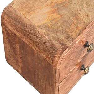HomeRoots 12" Brown Solid Wood Floating Nightstand with Two Drawers - Rustic, Space-Saving Elegance for Any Room 653840