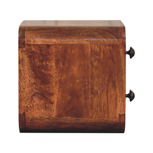HomeRoots 12" Brown Solid Wood Floating Nightstand with Two Drawers - Rustic, Space-Saving Elegance for Any Room 653840