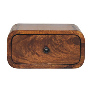 HomeRoots 12" Chestnut Solid Wood Floating Nightstand - Modern Design with Easy-Glide Drawer for Small Spaces 653841