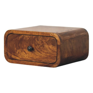 HomeRoots 12" Chestnut Solid Wood Floating Nightstand - Modern Design with Easy-Glide Drawer for Small Spaces 653841