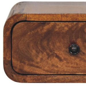 HomeRoots 12" Chestnut Solid Wood Floating Nightstand - Modern Design with Easy-Glide Drawer for Small Spaces 653841
