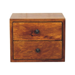 HomeRoots 12" Chestnut Solid Wood Floating Nightstand with Drawers - Modern Wall-Mounted Space Saver Design 653842