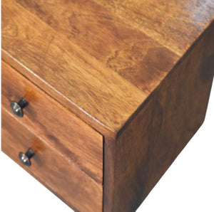 HomeRoots 12" Chestnut Solid Wood Floating Nightstand with Drawers - Modern Wall-Mounted Space Saver Design 653842