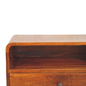 HomeRoots 22" Chestnut Floating Nightstand - Handcrafted Solid Mango Wood with Drawer & Shelf for Storage 653843