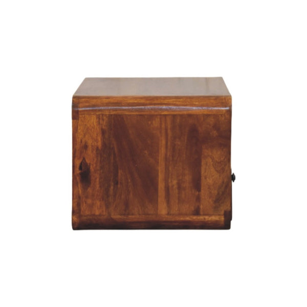HomeRoots 22" Chestnut Floating Nightstand - Handcrafted Solid Mango Wood with Drawer & Shelf for Storage 653843