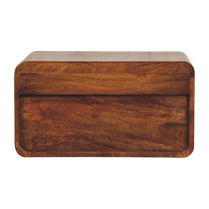 HomeRoots 22" Chestnut Floating Nightstand - Handcrafted Solid Mango Wood with Drawer & Shelf for Storage 653843