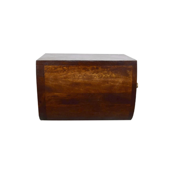 HomeRoots 18" Chestnut Floating Nightstand - Handcrafted Mango Wood Half-Moon Design with Drawer Storage 653844