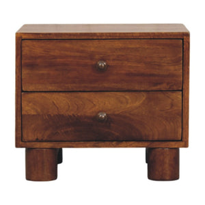 HomeRoots 15" Chestnut Solid Wood Nightstand - Handcrafted Two Drawer Table for Bedroom, Living Room & More 653845
