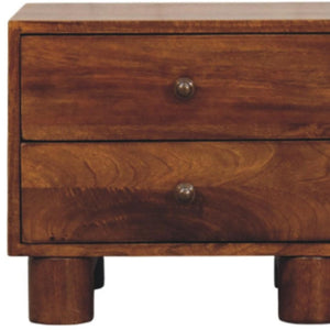 HomeRoots 15" Chestnut Solid Wood Nightstand - Handcrafted Two Drawer Table for Bedroom, Living Room & More 653845