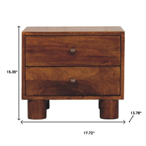 HomeRoots 15" Chestnut Solid Wood Nightstand - Handcrafted Two Drawer Table for Bedroom, Living Room & More 653845