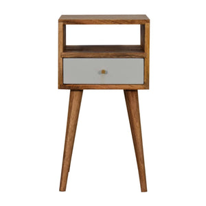 HomeRoots 22" Charming Chestnut and Sky Blue Solid Mango Wood Nightstand with Stylish Storage Drawer 653846