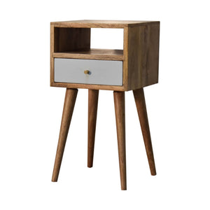 HomeRoots 22" Charming Chestnut and Sky Blue Solid Mango Wood Nightstand with Stylish Storage Drawer 653846