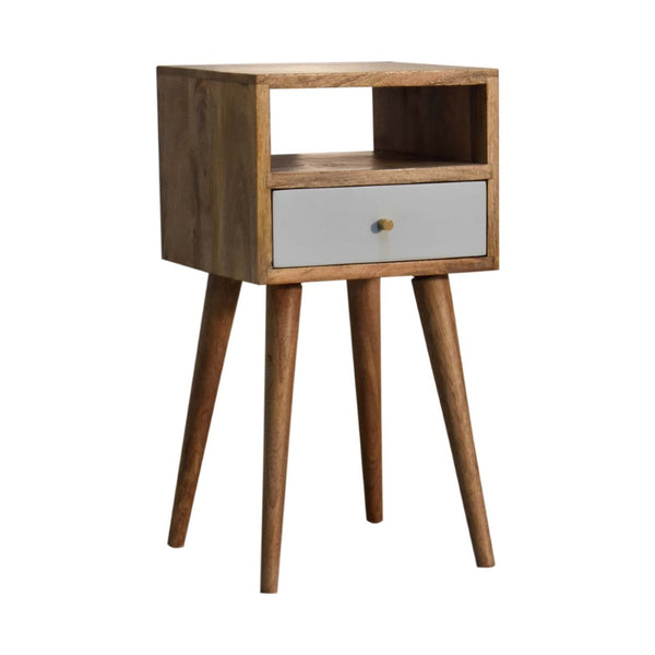 HomeRoots 22" Charming Chestnut and Sky Blue Solid Mango Wood Nightstand with Stylish Storage Drawer 653846
