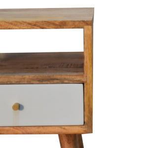 HomeRoots 22" Charming Chestnut and Sky Blue Solid Mango Wood Nightstand with Stylish Storage Drawer 653846