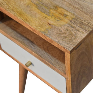 HomeRoots 22" Charming Chestnut and Sky Blue Solid Mango Wood Nightstand with Stylish Storage Drawer 653846