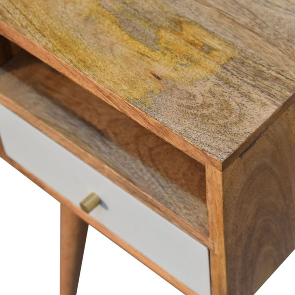 HomeRoots 22" Charming Chestnut and Sky Blue Solid Mango Wood Nightstand with Stylish Storage Drawer 653846