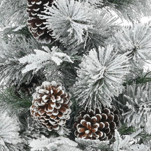 HomeRoots 4' Pre Lit Extra Full Frosted Pine Christmas Tree – Warm LED Lights, Pinecones & Easy Setup! 653847