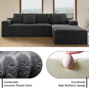 English Elm 104.3*68.9"modular Corduroy Sectional Sofa Two Piece Reversible Chaise for Living Room W3819P448427