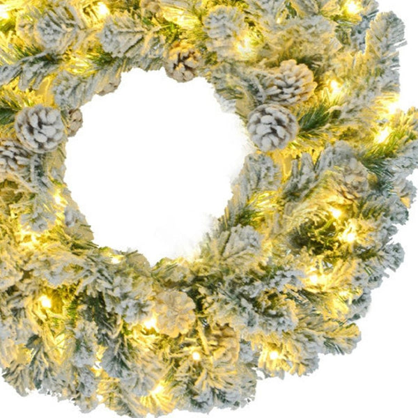 HomeRoots Three Piece Pre-Lit Frosted Pine Christmas Tree Set with Wreath & Garland - Festive Decor Magic! 653849