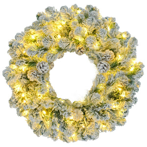 HomeRoots Three Piece Pre-Lit Frosted Pine Christmas Tree Set with Wreath & Garland - Festive Decor Magic! 653849