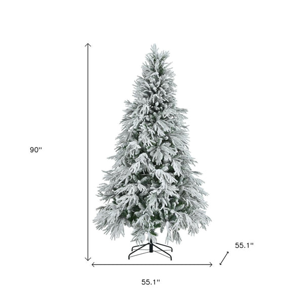HomeRoots 7.5' Pre Lit Frosted Pine Christmas Tree - Extra Full, 350 LED Lights, Easy Setup & Low Maintenance 653851
