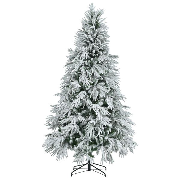 HomeRoots 7.5' Pre Lit Frosted Pine Christmas Tree - Extra Full, 350 LED Lights, Easy Setup & Low Maintenance 653851