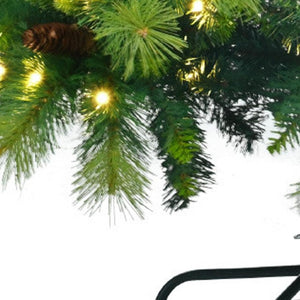 HomeRoots 6' Pre Lit Extra Full Pine Christmas Tree Set with Wreath & Garland - Cozy Holiday Décor Solution! 653853